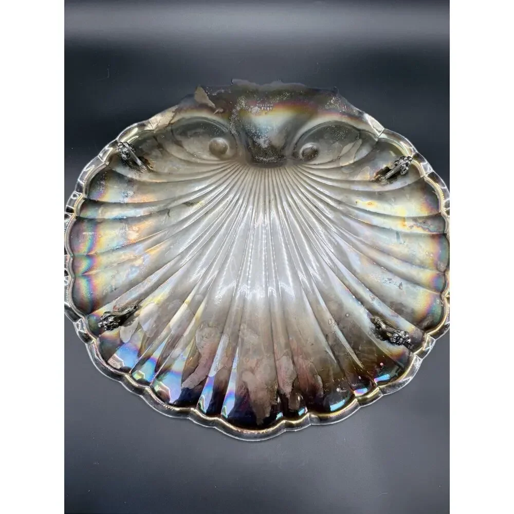 Reed & Barton 2008 Silverplate Shell Platter 16” Grape Handle (#1)